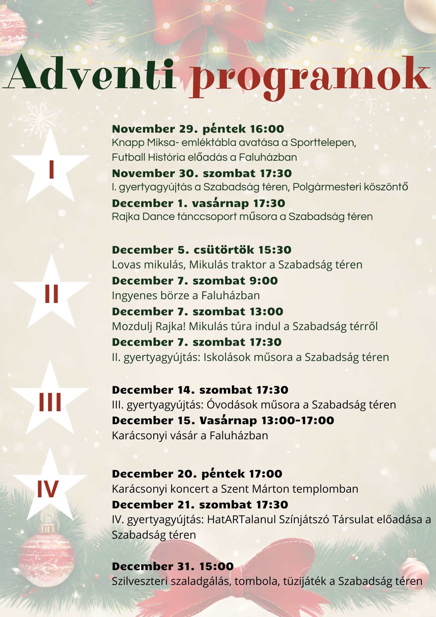 Adventi programok